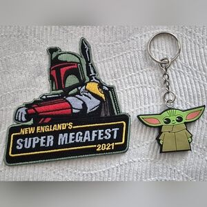Star Wars Super Megafest 2021 Embroidered Patch New England&Mandalorian Keychain